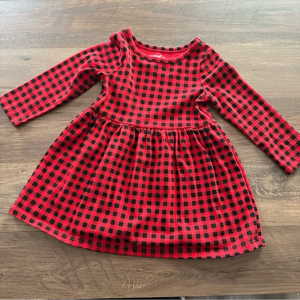 Cat & Jack Toddler Dress | Red and Black Check | Girls Size 18 M